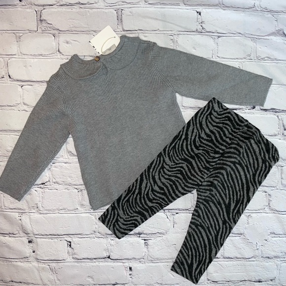 Zara Matching Sets Zara Infant Ribbed Gray Peter Pan Sweater And